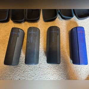 UE Megaboom Wireless Speakers- Black and Blue, Carry Case Included